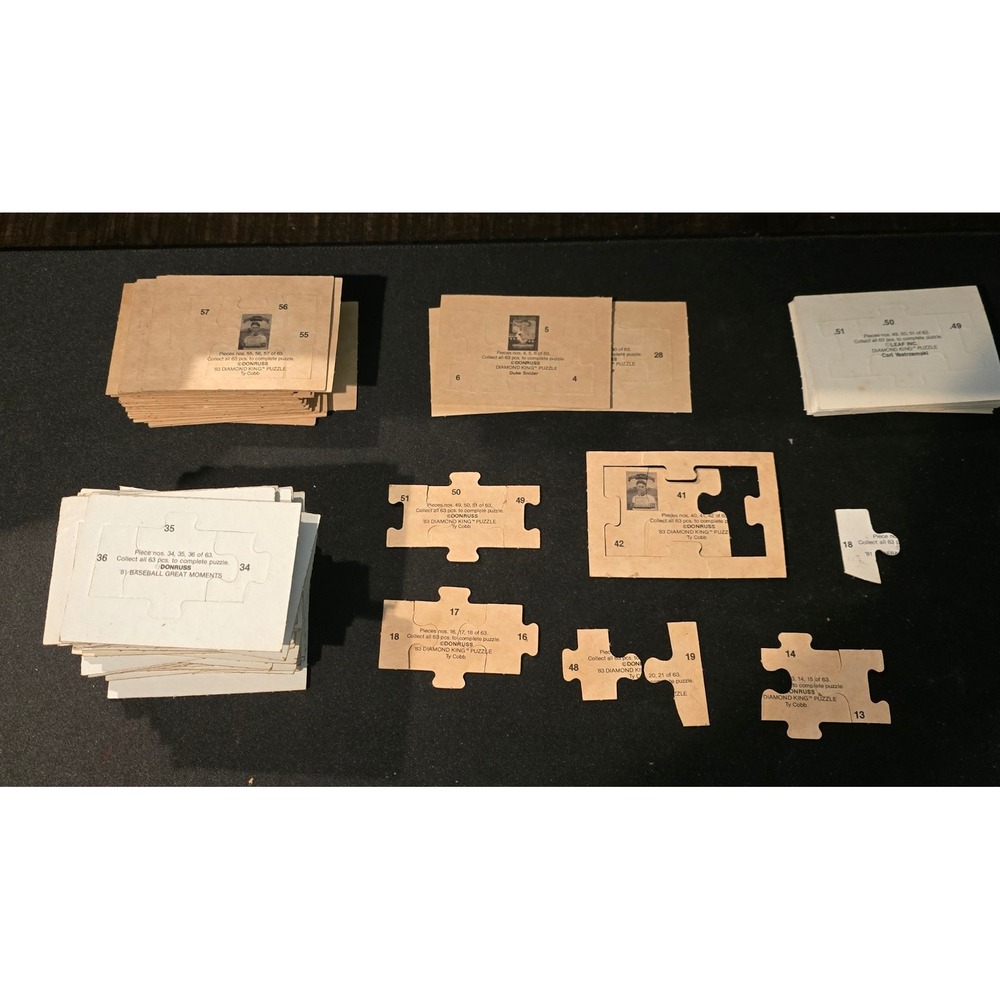 Vintage 1980's Donruss Baseball Puzzle Pieces Lot Ty Cobb Duke Snider Ruth